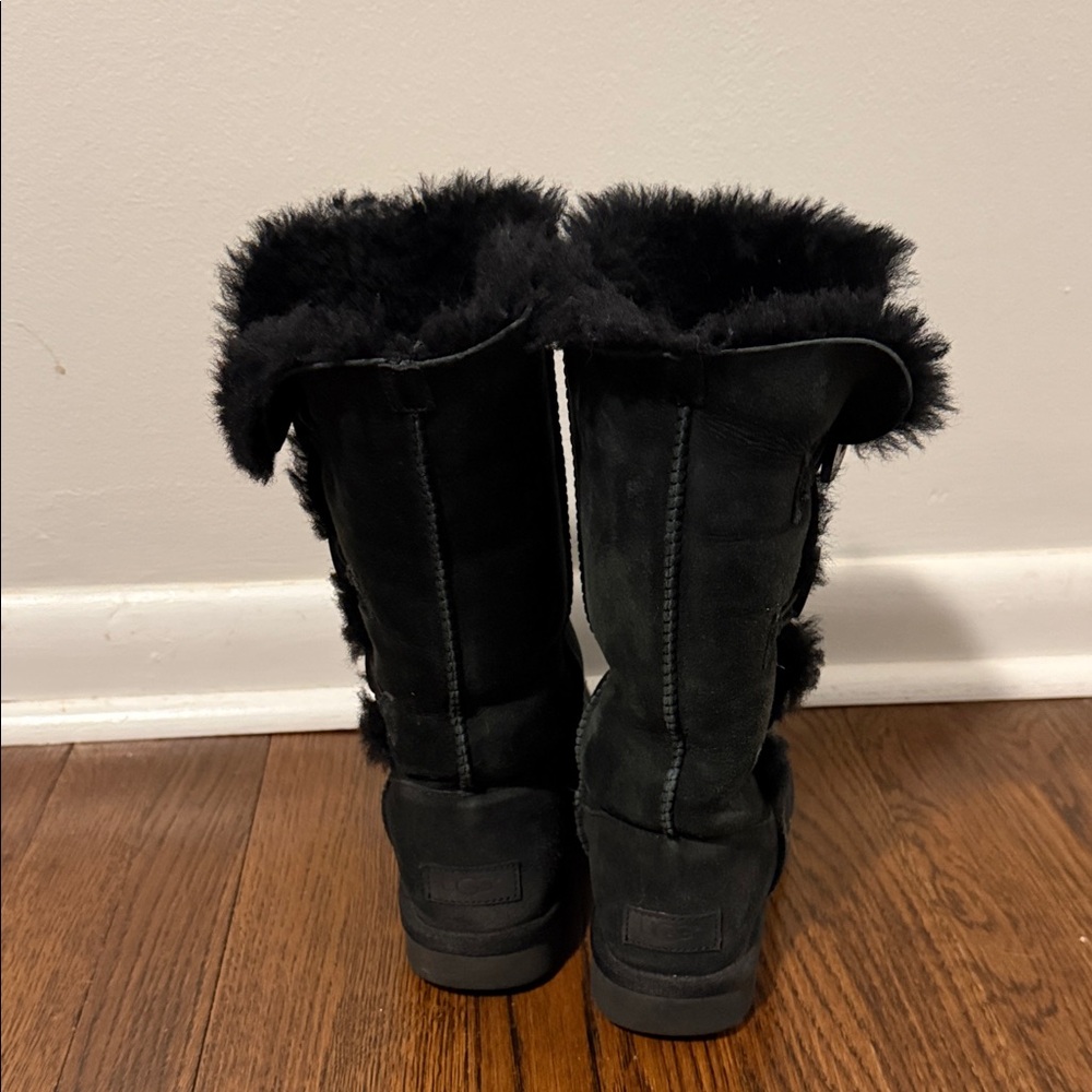 Ugg Bailey Button Black Suede Boots - Picture 5 of 10